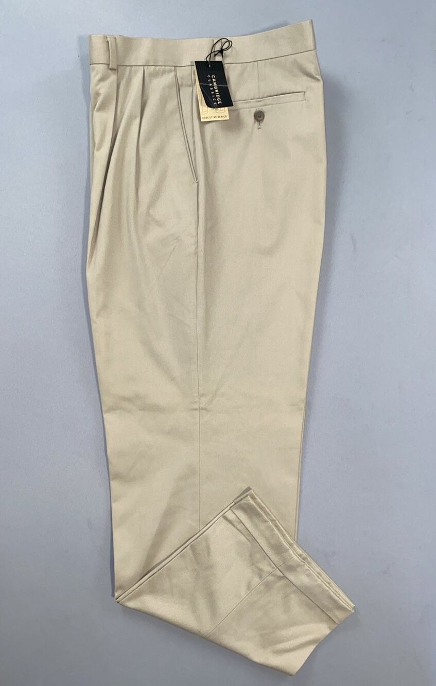 Cambridge Classics Executive Series Pleated/Cuffed Chino Dress Pants. 38X32 NWT